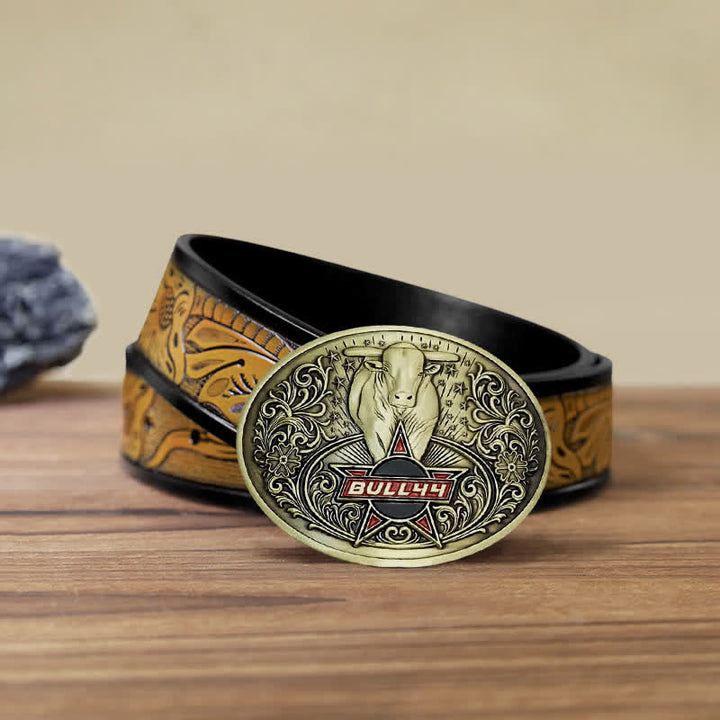 Cinturón de cuero con hebilla para hombre, con portacervezas creativo, hecho a mano, con forma de toro furioso