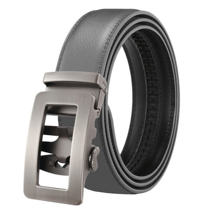 Cinturón de cuero con hebilla automática hueca simple para hombre
