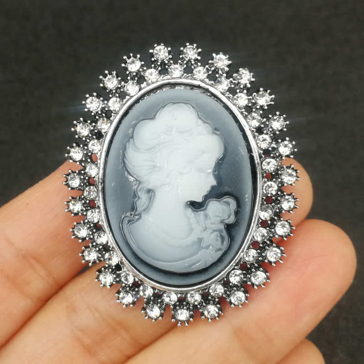 Broche victoriano de belleza con camafeo ovalado para mujer