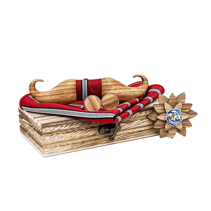 Juego de 4 pajaritas de madera con bigote Burlywood para hombre