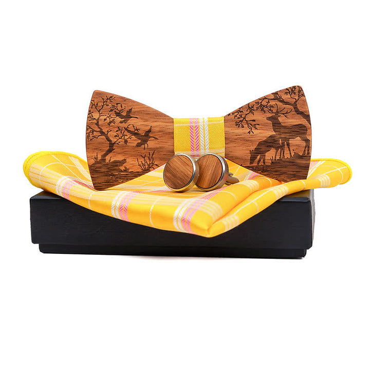 Juego de 3 pajaritas de madera con forma de alce navideño para hombre