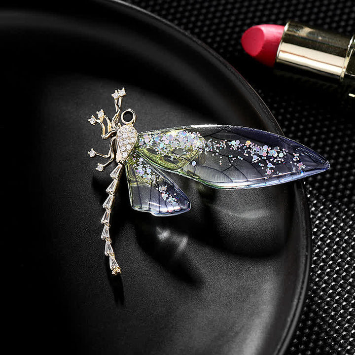 Broche elegante de libélula con forma de insecto para mujer