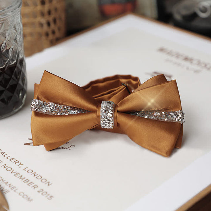 Conjunto de pajarita de satén con brillantes diamantes de imitación para hombre