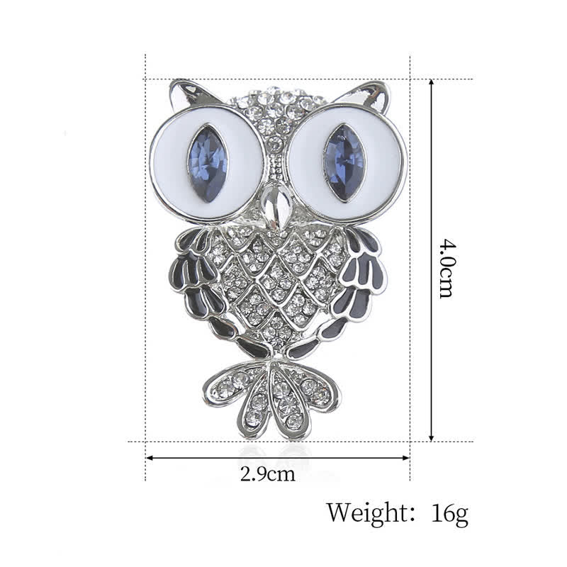 Broche de búho de ojos azules místicos para mujer