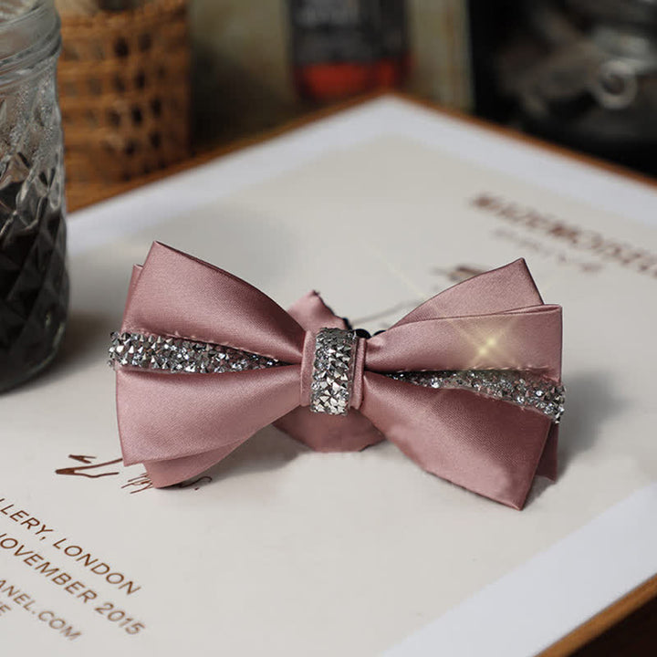 Conjunto de pajarita de satén con brillantes diamantes de imitación para hombre