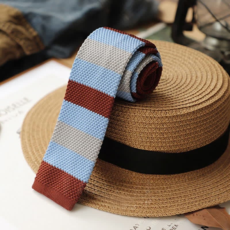 Corbata de punto con rayas horizontales de otoño para hombre