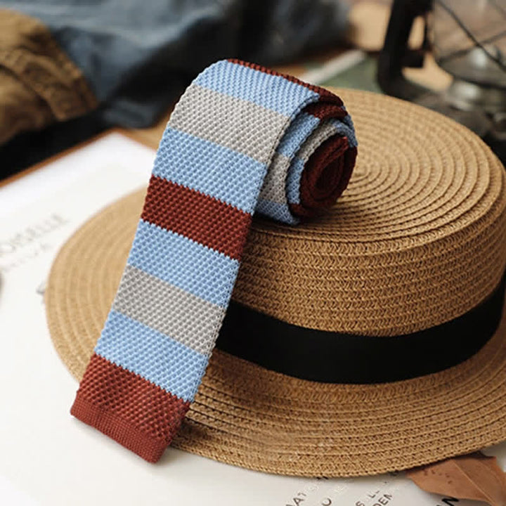 Corbata de punto con rayas horizontales de otoño para hombre