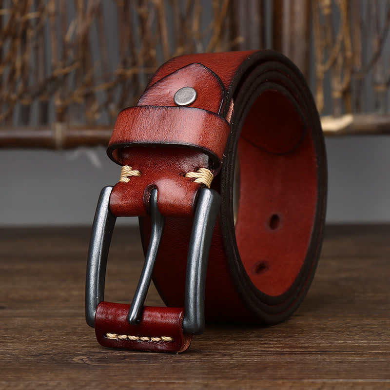 Cinturón de cuero vaquero brillante retro con estilo para hombre