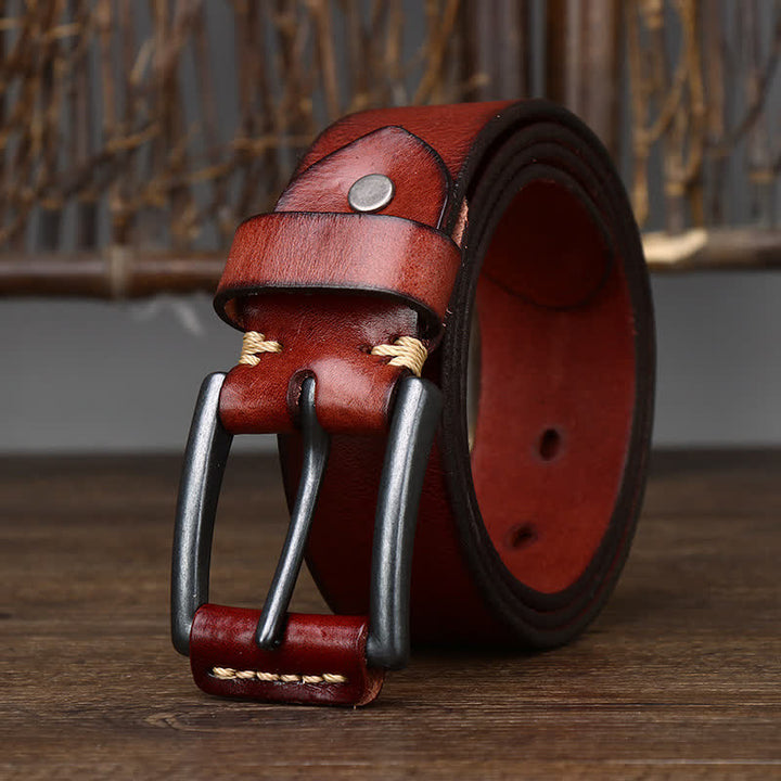 Cinturón de cuero vaquero brillante retro con estilo para hombre