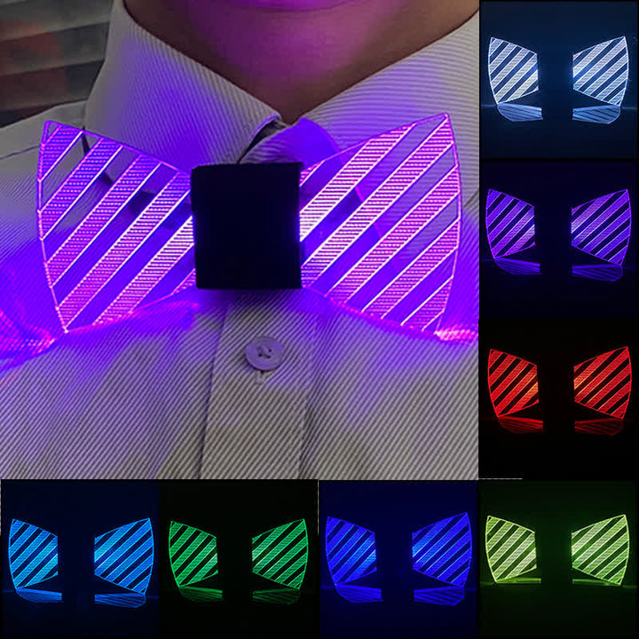 Pajarita de acrílico luminosa para fiestas con rayas de 7 colores