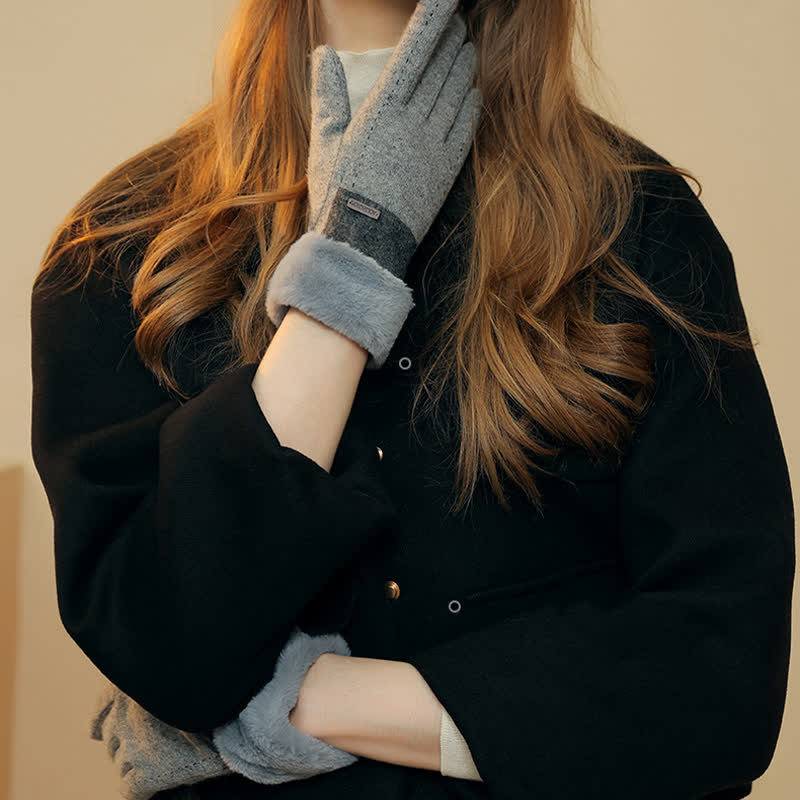 Guantes de felpa suaves y acogedores para pantalla táctil para mujer.