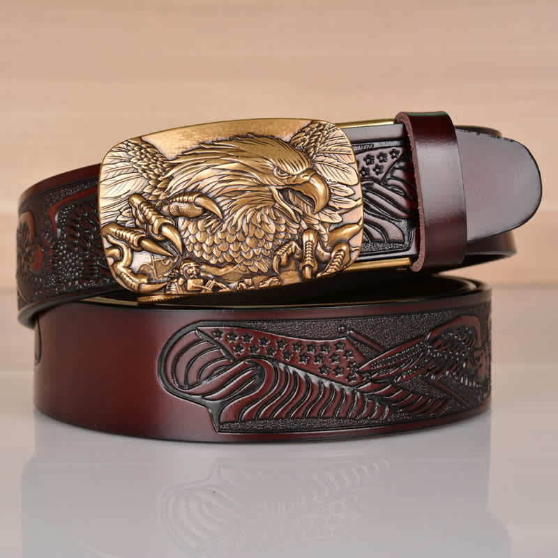 Cinturón de cuero con hebilla automática Mighty Eagle Sharp Claw para hombre