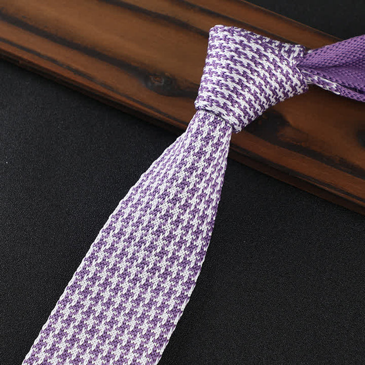 Corbata de punto con cuadros escoceses y pata de gallo para hombre