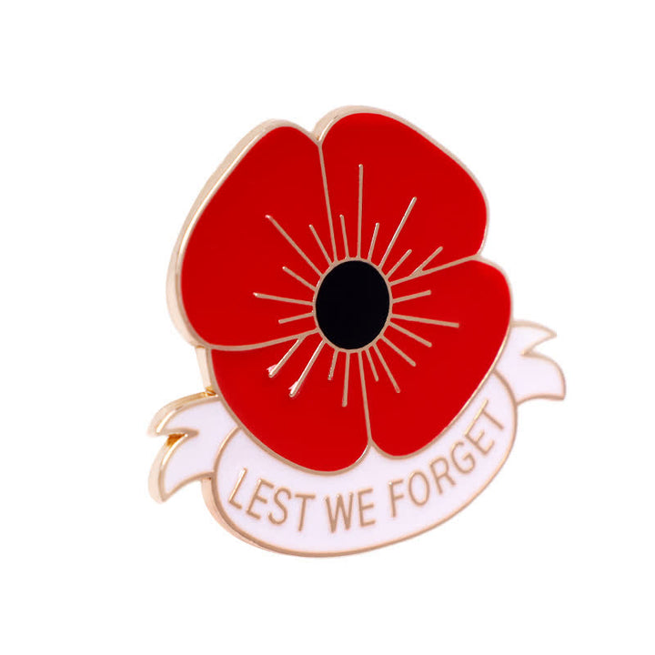 Broche unisex de 3 piezas con la frase Lest We Forget Poppy