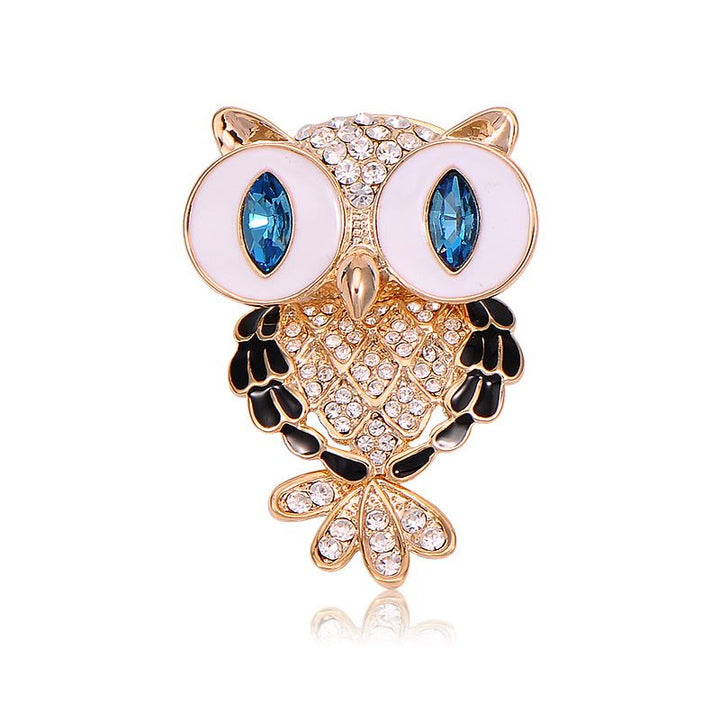 Broche de búho de ojos azules místicos para mujer