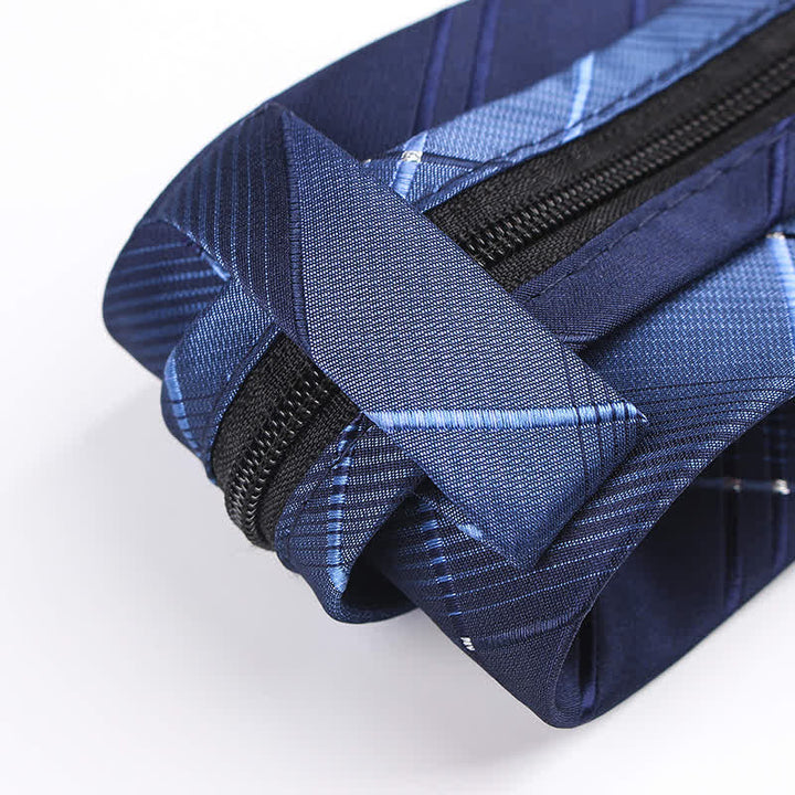 Corbata de cuadros con cremallera en azul marino degradado para hombre