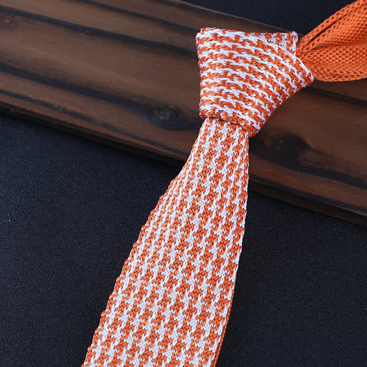 Corbata de punto con cuadros escoceses y pata de gallo para hombre