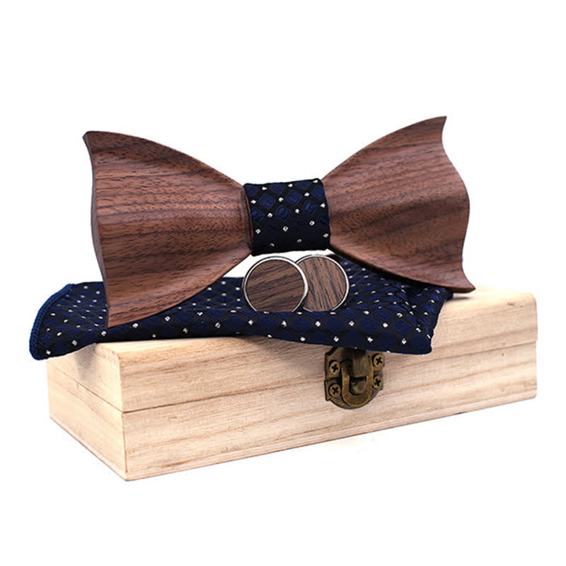 Juego de 3 pajaritas de madera de nogal negro en 3D para hombre