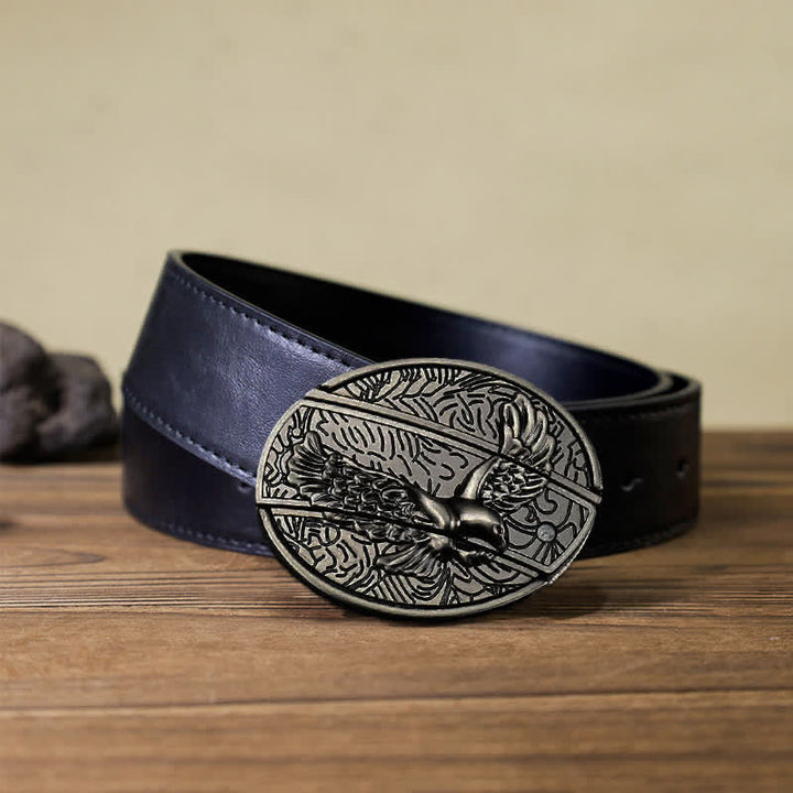 Cinturón de cuero con cuchillo plegable oculto Soaring Eagle para hombre