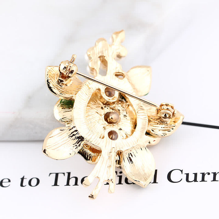 Broche floral con estambres de perlas para mujer
