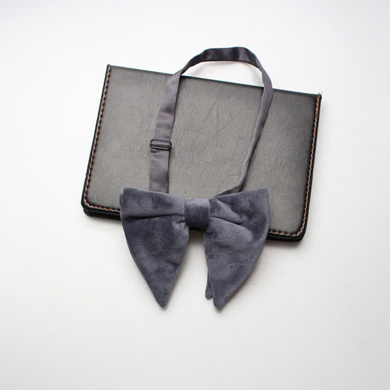 Pajarita de boda de terciopelo de gran tamaño y punta para hombre