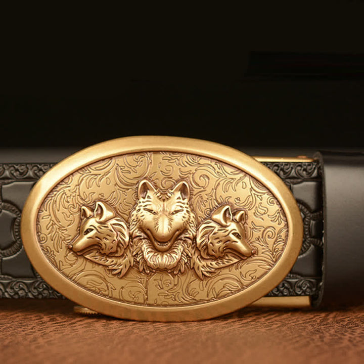 Cinturón de cuero para hombre de la leyenda de los lobos hambrientos