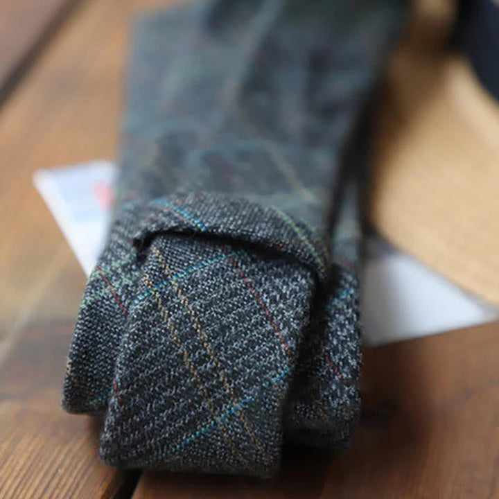 Corbata de cuadros con cremallera retro para hombre