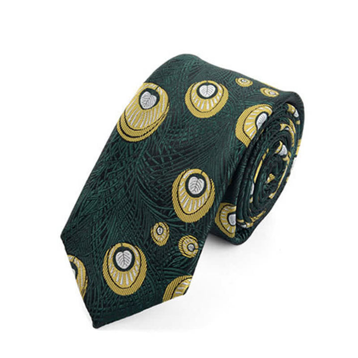 Corbata con estampado de plumas de pavo real para hombre