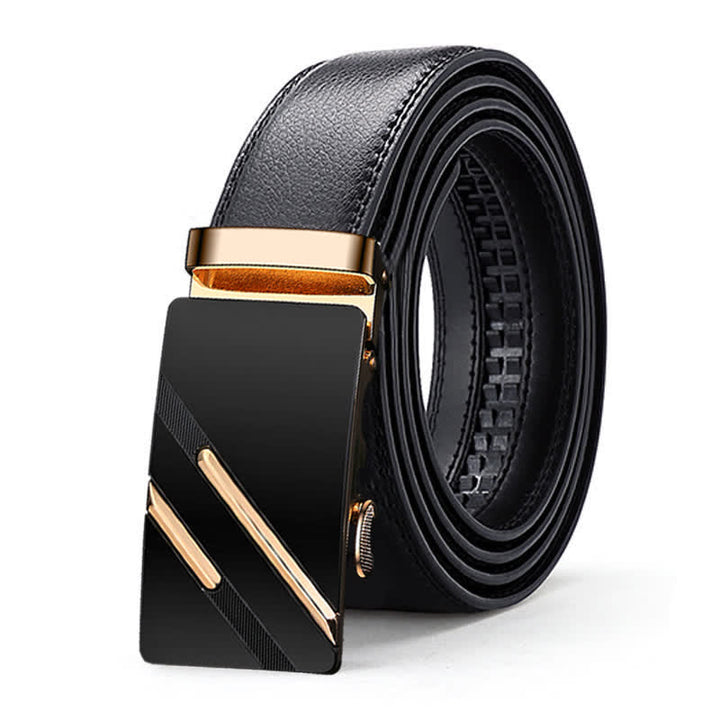 Cinturón de cuero con hebilla automática y relieve de lujo para hombre