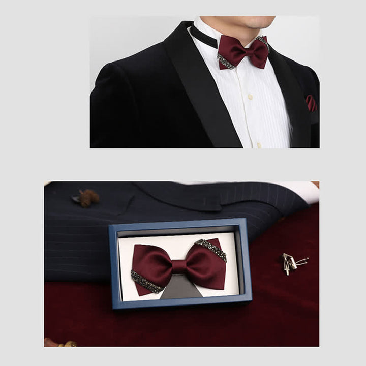 Pajarita de boda elegante con diamantes de imitación para hombre