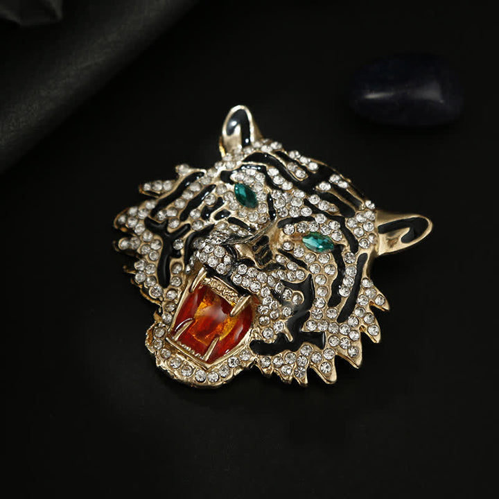 Broche retro con cabeza de tigre para hombre
