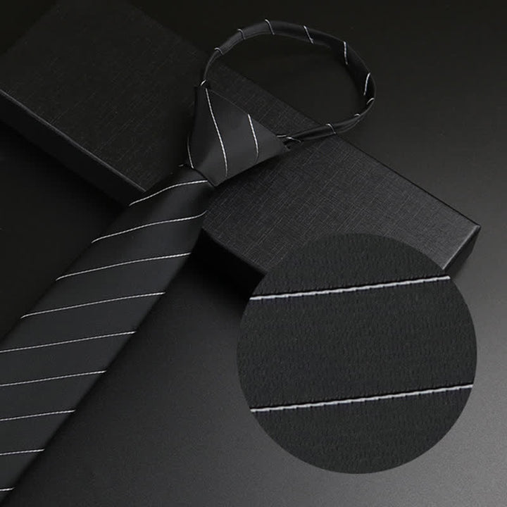 Corbata clásica con cremallera negra y gris para hombre