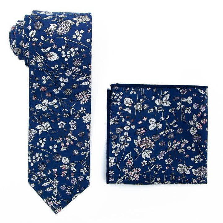 Conjunto de 2 corbatas con motivos florales y arte literario para hombre