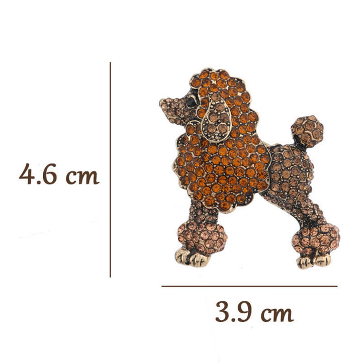 Broche de perro caniche con diamantes de imitación para mujer