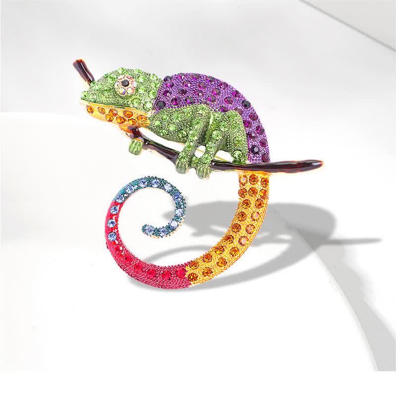 Broche de lagarto camaleón colorido para mujer