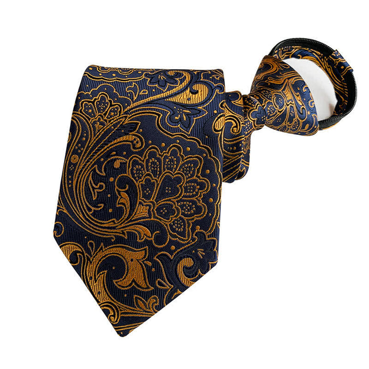 Corbata con cremallera y diseño retro de cachemira para hombre