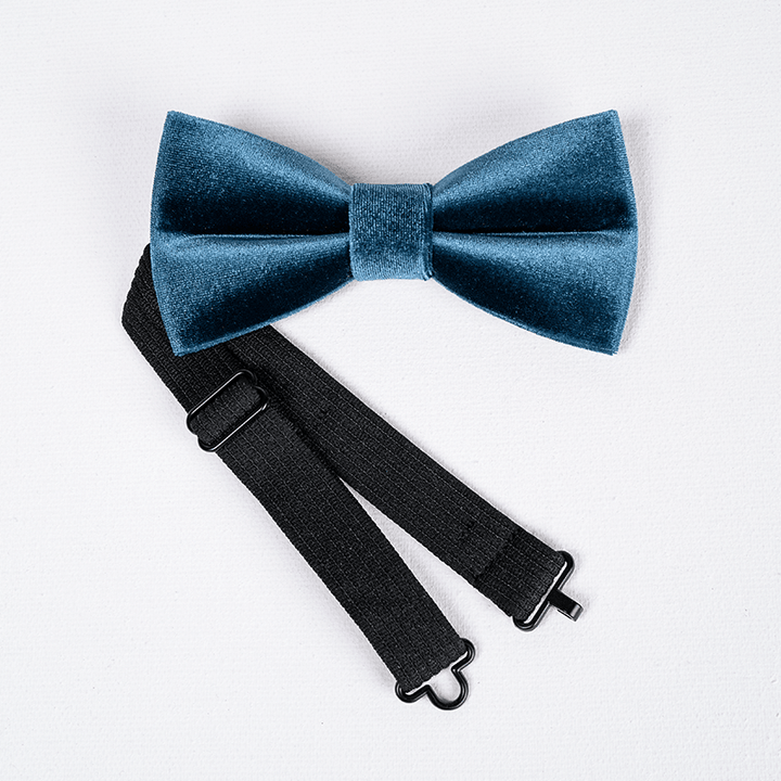 Pajarita de terciopelo de color liso azul Sax para hombre