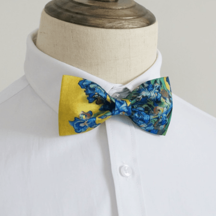 Pajarita con estampado creativo de aceite y iris amarillo para hombre