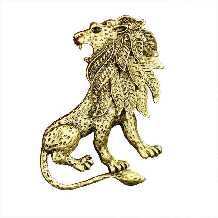 Broche de león retro antiguo para hombre