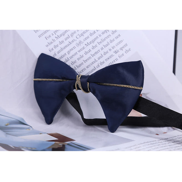 Pajarita de cadena azul marino de lujo para hombre