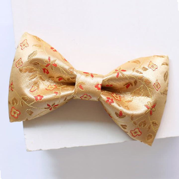Pajarita para hombre con flores amarillas y rojas brillantes
