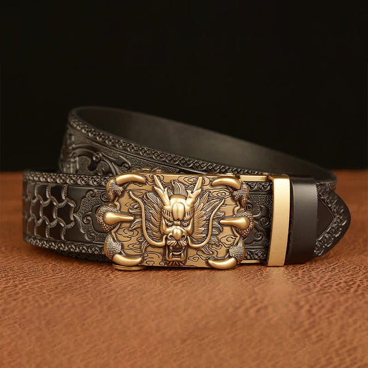 Cinturón de cuero con garra de dragón poderosa para hombre