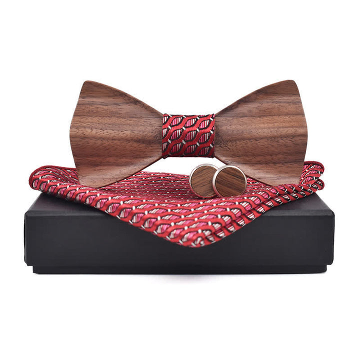 Juego de 3 pajaritas de madera de nogal negro para hombre