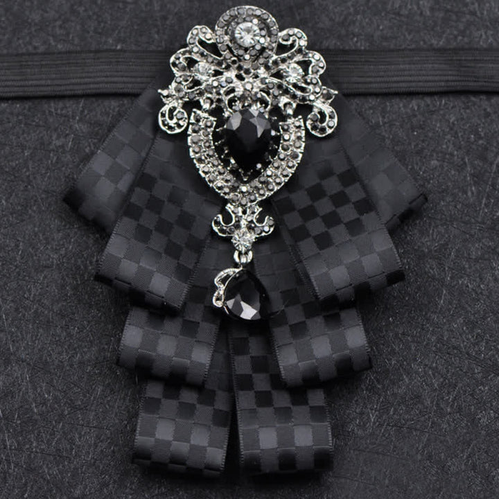 Conjunto de 3 pajaritas con diamantes de imitación negros a cuadros