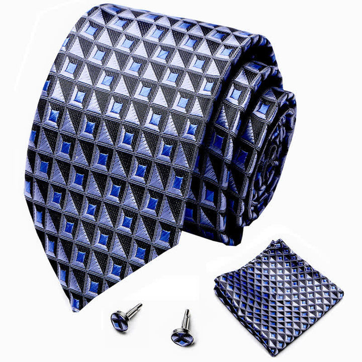 Conjunto de 3 corbatas de fantasía con diamantes azules y negros para hombre