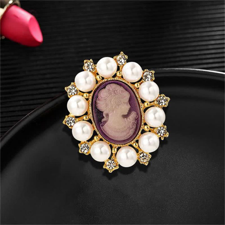 Broche de perlas de belleza con relieve de palacio para mujer