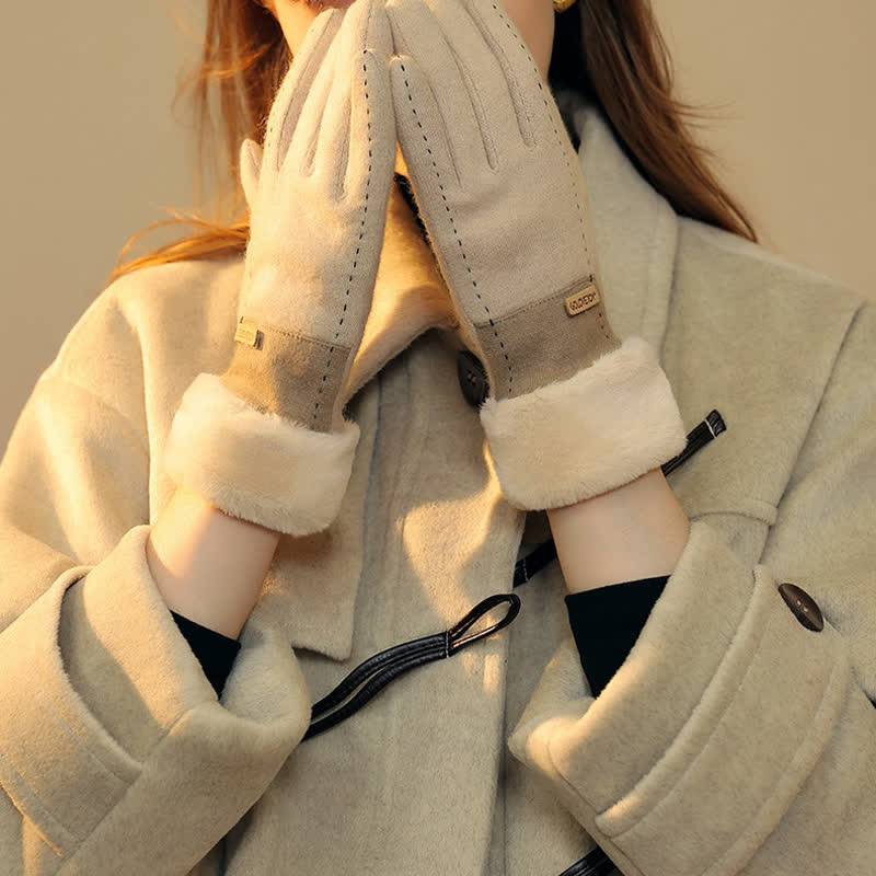 Guantes de felpa suaves y acogedores para pantalla táctil para mujer.