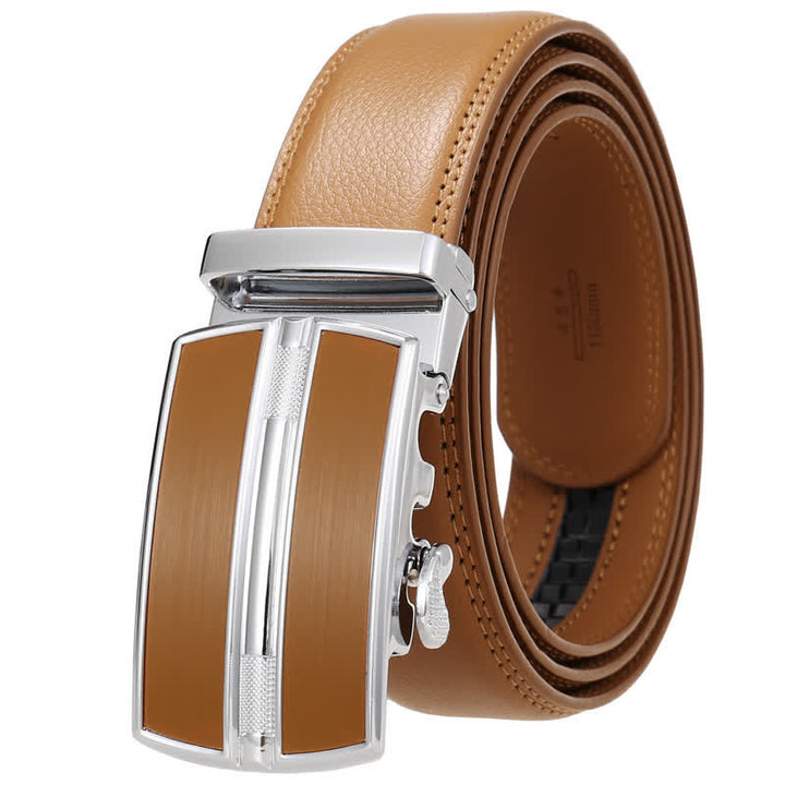 Cinturón de cuero con hebilla automática hueca simple para hombre