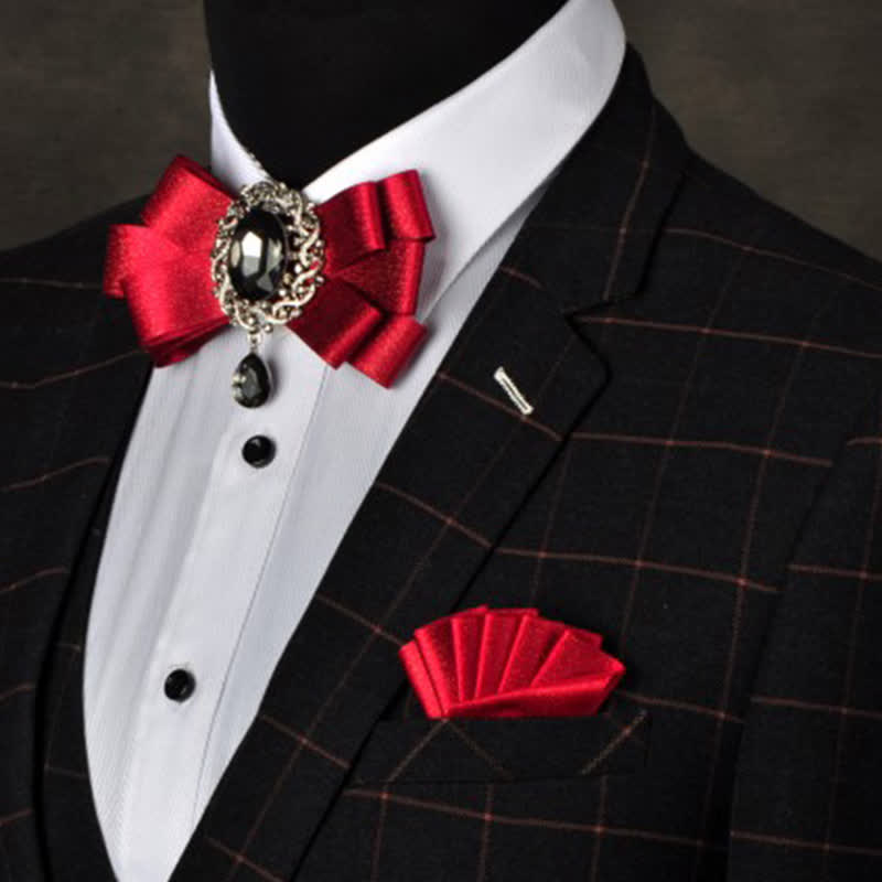 Conjunto de 3 pajaritas de color liso con diamantes de imitación negros