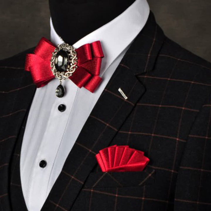 Conjunto de 3 pajaritas de color liso con diamantes de imitación negros